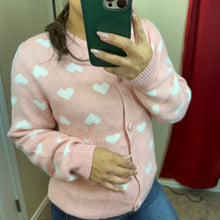 Load image into Gallery viewer, Light Pink Heart Sweater
